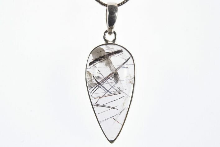 Glassy Tourmalinated Quartz Pendant - Sterling Silver #339825